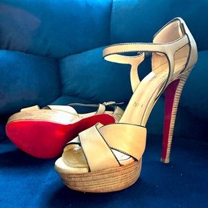 Authentic Christian louboutin heels size 7.5 tan